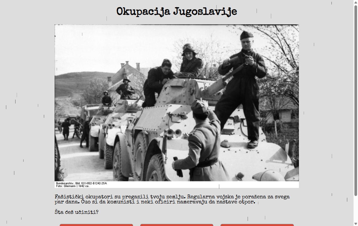 Snimak projekta Avantura 1941