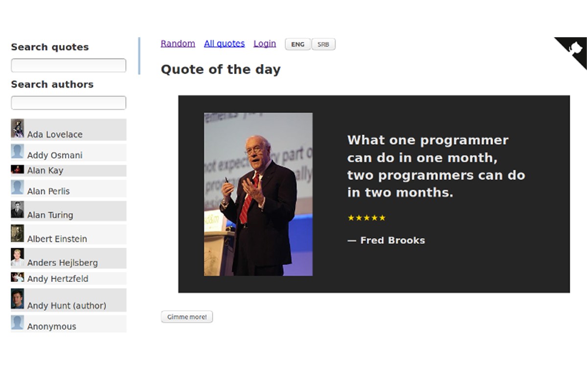 Snimak projekta Programming Quotes